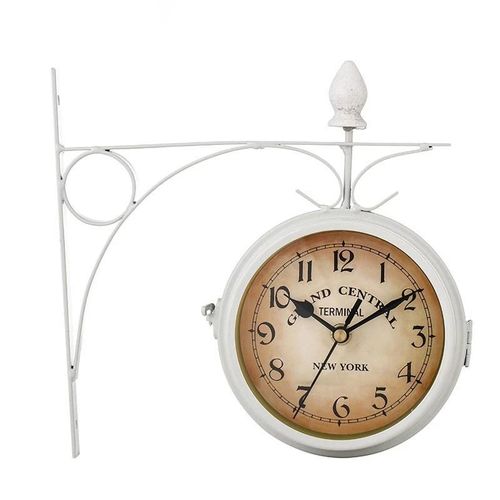 support extérieur horloge station de jardin horloge murale horloge double face horloge blanc nouveau