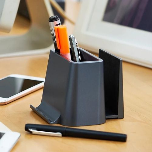 Stylo Porte-Crayon Avec Support De Téléphone Et Tablette Support Pour Ordinateur Portable Multifonctionnel Fixe Conteneur Fournitures De Bureau Noir