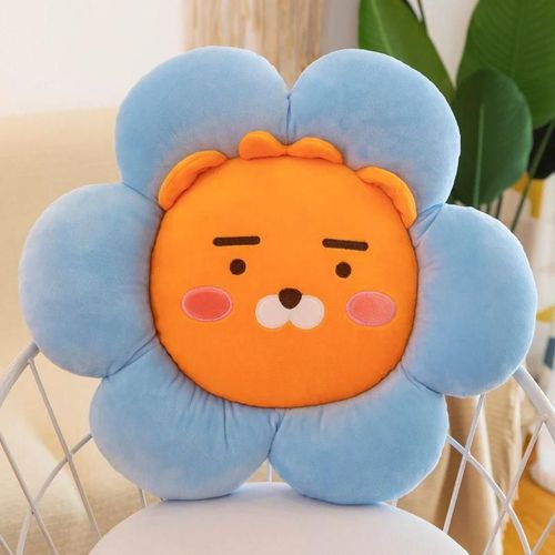 Kakao Friends Coussin de sol 3D Fleur En forme De Coussin D'assise Tapis Décoratif Doux En Peluche Jouet Pour Bureau À La Maison Enfants Bleu,40cm