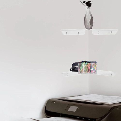 Étagère Murale D'angle En Acrylique Affichage De Rangement Suspendu Pour Salle De Bain Salon Clair Paquet De 2