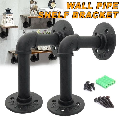 2pcs Mural Tuyau De Fer Support D'étagère Support D'étagère Flottant Maison Style Industriel Nouveau