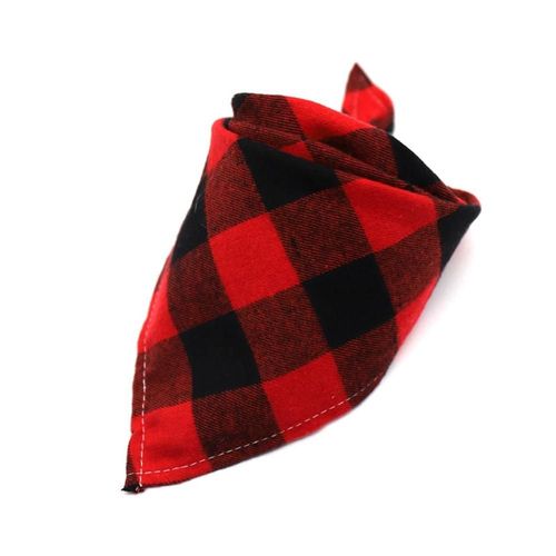 Animal De Compagnie Cravate Cou Triangle Bavoir Motif À Carreaux Accessoires Décoration Pour Chat Chien Grande Grille Rouge