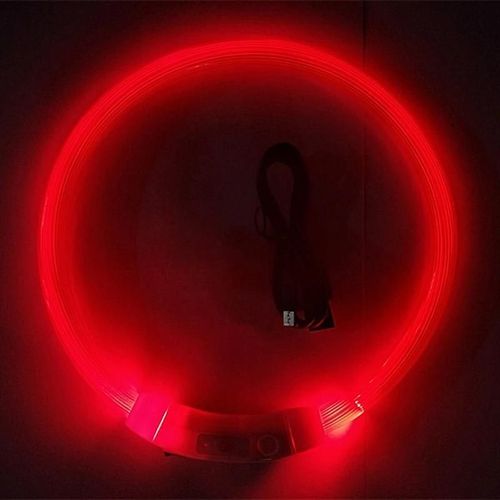Lumineux Pour Animaux De Compagnie Identifier Les Colliers De Sécurité Colliers De Décoration Lumineuse Accessoires Pour Animaux De Compagnie Pour Chien De Nuit Promenade Rouge,S,Fibre Optique