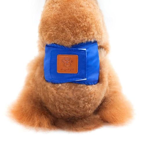 Couches Pour Chiens Lavables Réutilisables Bandes De Ventre De Chiot En Coton Respirant Crochet Et Boucle Culotte Sanitaire Réglable Pour Animal De Compagnie Blue,S