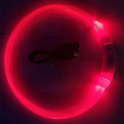 Collier D'identification Lumineux Pour Animaux De Compagnie Colliers De Décoration Lumineuse De Sécurité Accessoires Pour Animaux De Compagnie Pour Chien De Nuit Promenade Rose,S,Fibre Optique