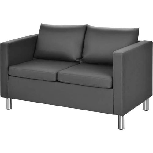Costway Canapé 2 Places Moderne En Cuir Pu Avec 2 Oreillers Coussin Souple Et Pieds En Métal Pour Salon,Réception,Chambre,Bureau