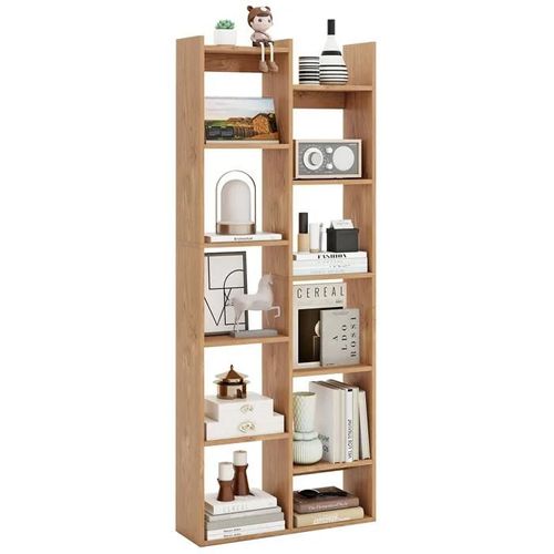 Costway Bibliothèque 162 Cm En Bois À 12 Niveaux Avec Kits Anti-Retournement, Forme D'arbre, Étagère Moderne Pour Bureau, Naturel