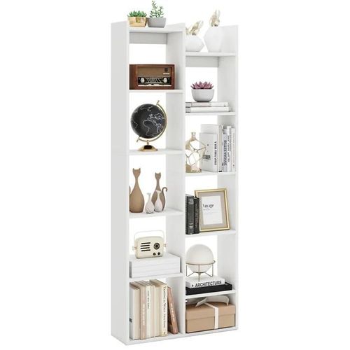 Costway Bibliothèque 162 Cm En Bois À 12 Niveaux Avec Kits Anti-Retournement, Forme D'arbre, Étagère Moderne Pour Bureau, Blanc