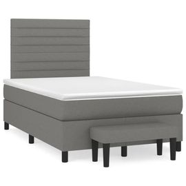 Sommier A Lattes De Lit Avec Matelas Gris Fonce 120x200cm Tissu