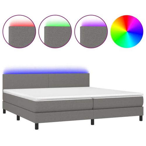Sommier A Lattes De Lit Et Matelas Et Led Gris Fonce 200x200 Cm