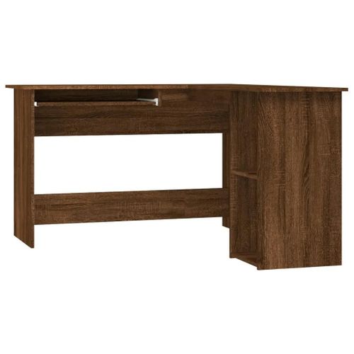 Bureau D'angle Chene Marron 120x140x75 Cm Bois D'ingenierie