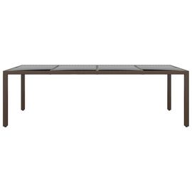 Table De Jardin Avec Dessus En Verre Marron Resine Tressee