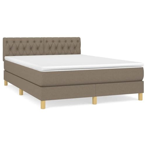 Sommier A Lattes De Lit Avec Matelas Taupe 140x200 Cm Tissu