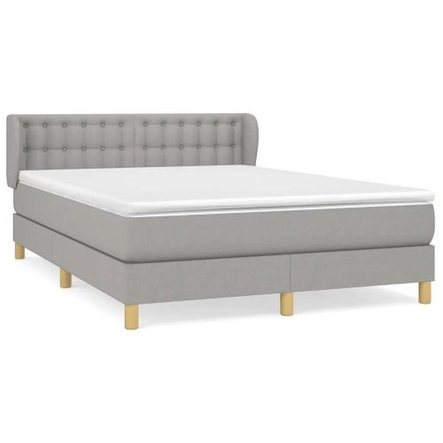 Sommier A Lattes De Lit Avec Matelas Gris Clair 140x190cm Tissu