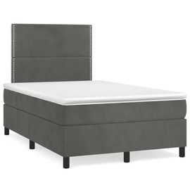 Sommier A Lattes De Lit Et Matelas Gris Fonce 120x200cm Velours