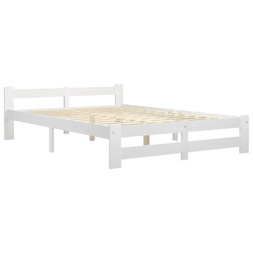 Cadre De Lit Sans Matelas Blanc Bois Massif De Pin 180x200 Cm