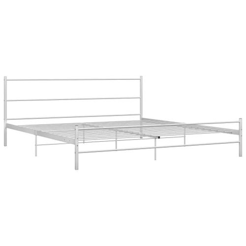Cadre De Lit Sans Matelas Et Tete De Lit Blanc Metal 160x200 Cm