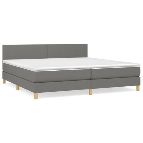 Sommier A Lattes De Lit Avec Matelas Gris Fonce 200x200cm Tissu