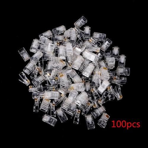 Prise modulaire de réseau Net plaqué or RJ45, 25/50/100/200/500 pcs, nouveau plug, Cat5, CAT5e, connecteur 8P8C utp non blindé