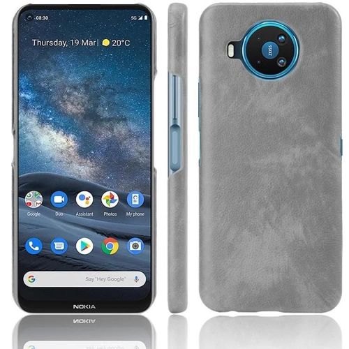 Coque Nokia 8.3 - Antichoc Litchi Texture Pc + Pu,Gris Gris