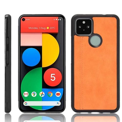 Coque Google Pixel 5 - Motif De Vache Antichoc Pc + Pu + Tpu (Noir/Orange) Orange