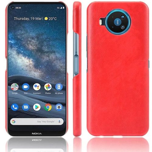 Coque Nokia 8.3 - Texture Litchi Pc Antichoc + Housse Pu,Rouge