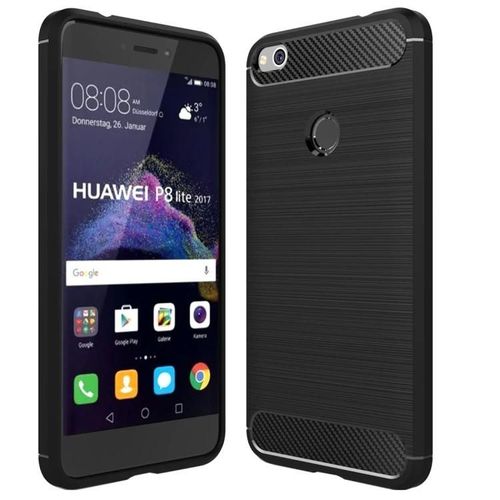Coque En Tpu Antichoc Huawei P8 Lite - Texture En Fibre De Carbone Brossée,Noir Noir