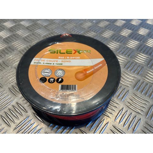 Bobine fil coupe rond magic round debroussailleuse 120m X diam 2,4mm silex gamme pro