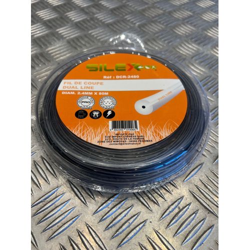 Bobine fil coupe rond dual line debroussailleuse 80 m X diam 2,4 mm silex gamme pro