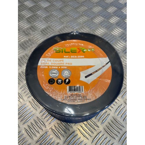 Bobine fil coupe dual square 4 pans debroussailleuse 80 m X diam 3,5 mm silex gamme pro