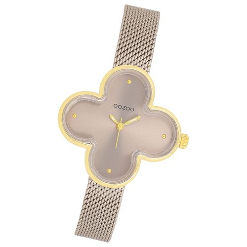 Montre-Bracelet Analogique Pour Femme «&nbspoozoo &nbsp» Marron Taupe, Bracelet En Métal Uoc11528