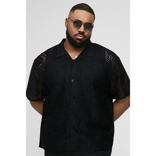 Grande Taille - Chemise Oversize En Crochet À Broderie Official Homme - Noir - Xxxl, Noir