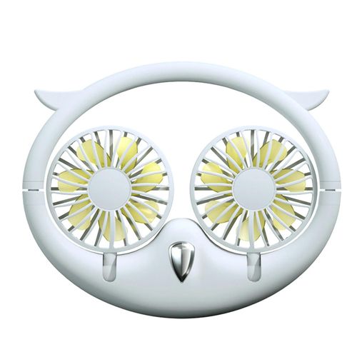 Ventilateur de cou de sport personnel Portable Owl Shape Halter Fan Main Free Mini USB Tour de cou Fans 3 vitesses pour voyage en plein air Blanc