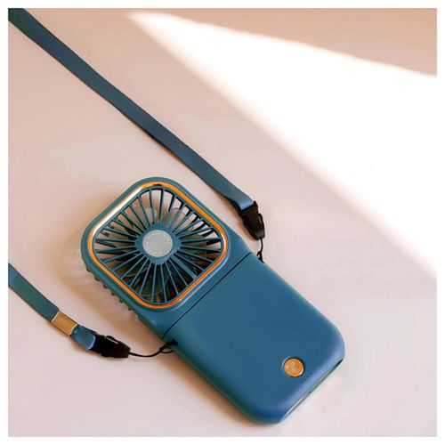 Mini ventilateur de cou suspendu 3 vitesses Chargement USB réglable Ventilateur de sourdine portable Support pliable pour le bureau à domicile en plein air Bleu