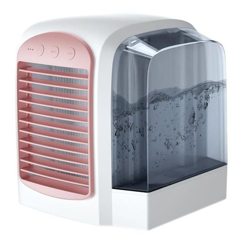 Mini refroidisseur d'air par évaporation avec évent réglable Rechargeable Portable Durable Pratique pour le bureau à domicile Rose