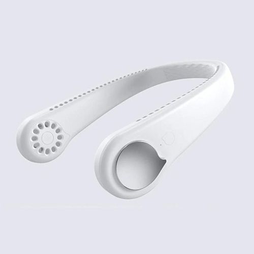 Ventilateur de cou sans pale avec flux d'air à 360° Ventilateur USB portable - Ventilateur de refroidissement de batterie rechargeable pour les sports de voyage en plein air Blanc