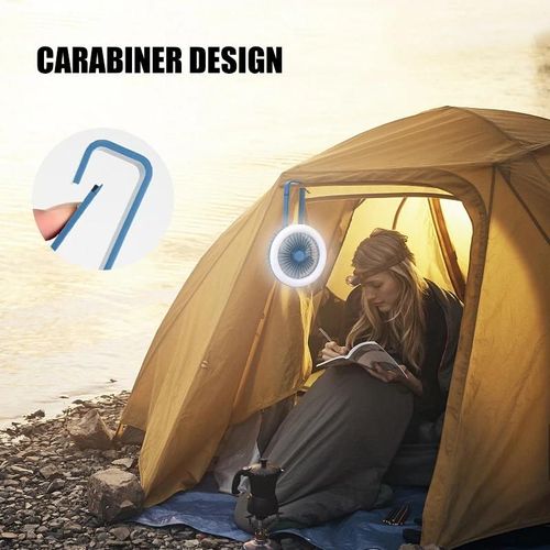 Mini ventilateur USB Portable Ventilateur Pliant Portable Multi-usage Mousqueton Ventilateur Extérieur Petit Ventilateur Muet Bleu