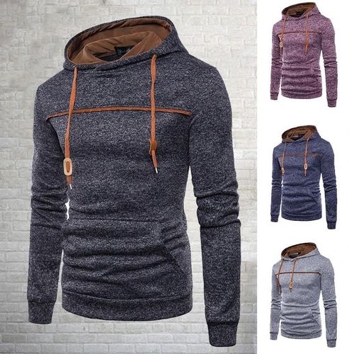 Chemise Pull Pour Hommes Avec 1 Poches À Manches Longues Épaissi Décontracté Mode À Capuche Hauts Pour L'automne Hiver Noir,M