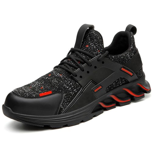 Hommes Chaussures De Sécurité Embout D'acier Chaussures De Travail Randonnée Anti-Crevaison Sport Extérieur Noir Rouge,36