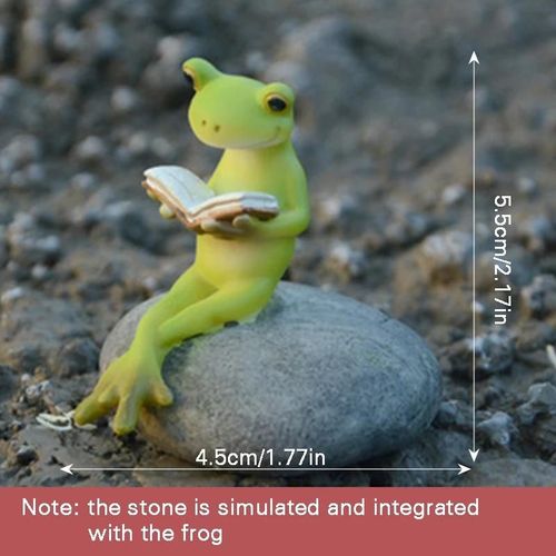Mignon grenouille ornement réaliste peint résine animaux artisanat Décor de bureau personnalisé pour la maison jardin cour petite grenouille lecture livre