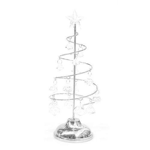 Décorations de Noël Cadeau Plaqué Fer Arbre LED Lumière Cristal Arbre de Noël Cristal Ornement Veilleuse Arbre En Fer Forgé,Argent Blanc Lumière Trompette