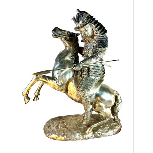 Samurai japonais bronze argenté  sculpture  impressionnante 