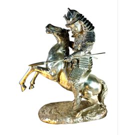 Samurai japonais bronze argenté  sculpture  impressionnante 
