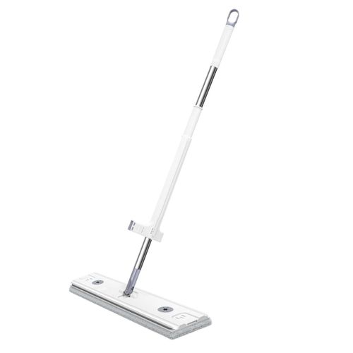 Lavage à la main gratuit Grand Nouveaux Styles Vadrouille Plate Sèche & Mop En Microfibre Humide Avec Essoreuses Automatiques Pour La Maison Blanc,45cm