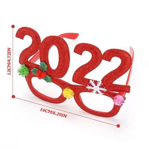 Lunettes De Noël À Paillettes Dessin Animé Mignon 2022 Cadre De Lunettes Accessoires De Fête De Noël Créatifs Grands Cadeaux Pour Les Enfants Rouge