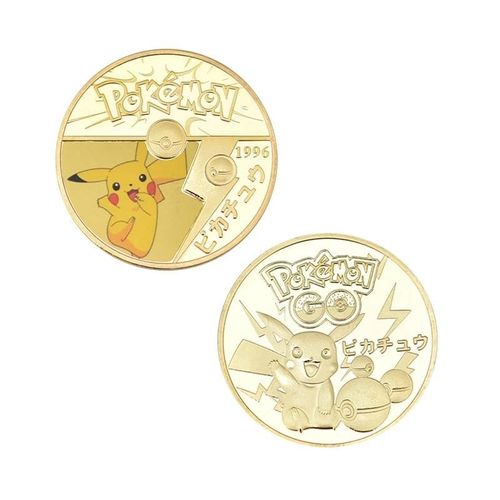 Pokemon Pikachu Pièce Commémorative Mignon Dessin Animé Animation Périphérique Métal Artisanat Grands Cadeaux Pour Garçons Filles Wr-5-7361-1