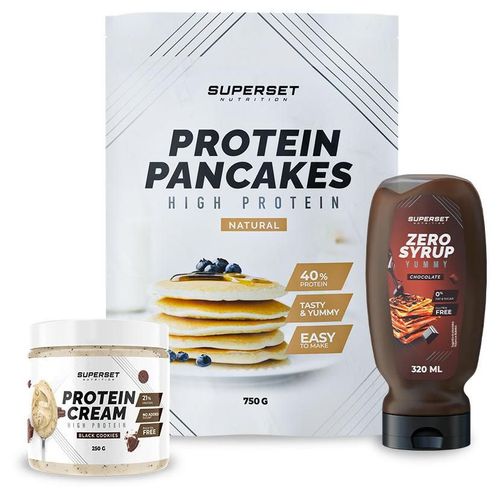 Pack Petit-Déj ¿ Pancakes Nature - Protein Cream Black Cookies + Zero Syrup Chocolat 