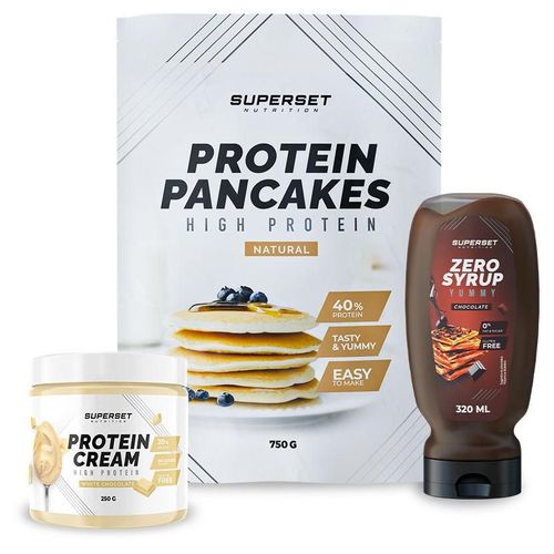 Pack Petit-Déj ¿ Pancakes Nature - Protein Cream White Chocolate + Zero Syrup Chocolate 