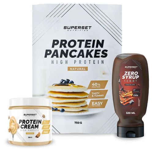 Pack Petit-Déj ¿ Pancakes Nature - Protein Cream Cookies + Zero Syrup Chocolate 