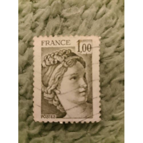 Timbre Oblitéré France 1,00 Marianne Gris.